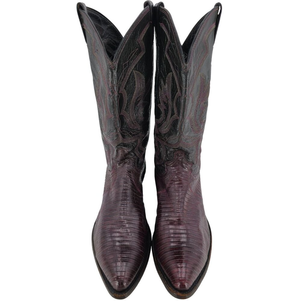 Mens 12D Burgundy Vintage Exotic Lizard Justin Cowboy Boots Lizard Western CBC